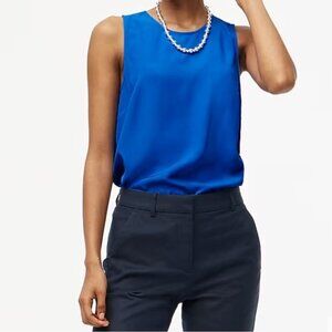 J. Crew Sleeveless Gold Toned Back Button Royal Blue Shell Size Med